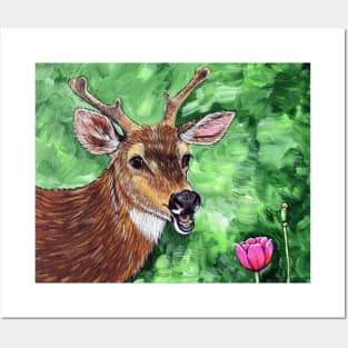 Funny Deer Painting Posters and Art